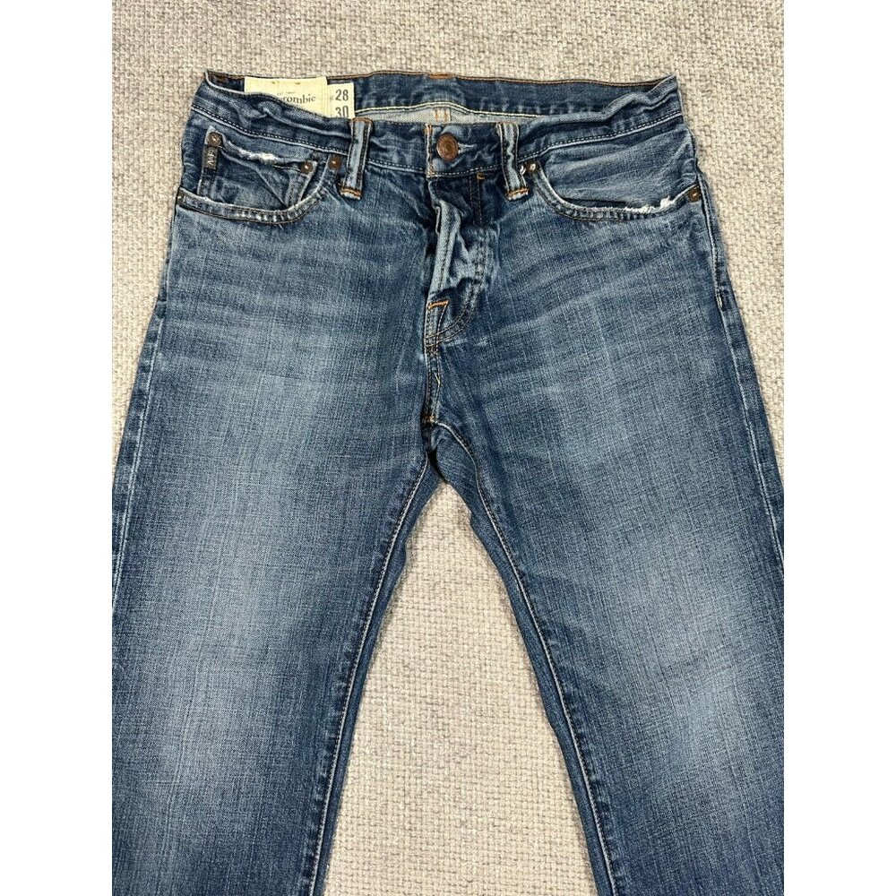 Abercrombie & Fitch Jeans Mens 28x31 Blue Remsen Low Rise Slim Straight Read‎ - Picture 3 of 16